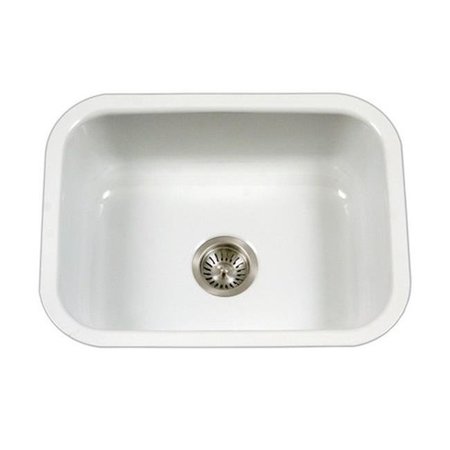 HOUZER Houzer PCS-2500 WH Porcela Series Porcelain Enamel Steel Undermount Single Bowl Kitchen Sink; White PCS-2500 WH